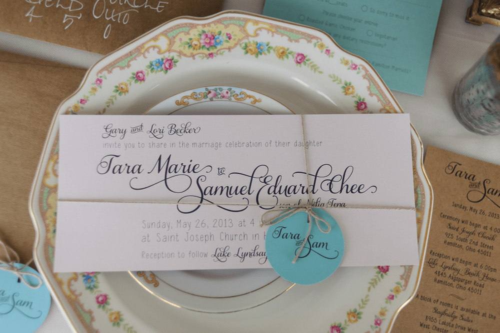 Romantic rustic wedding invitation