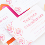 Two color letterpress Indian wedding invitation
