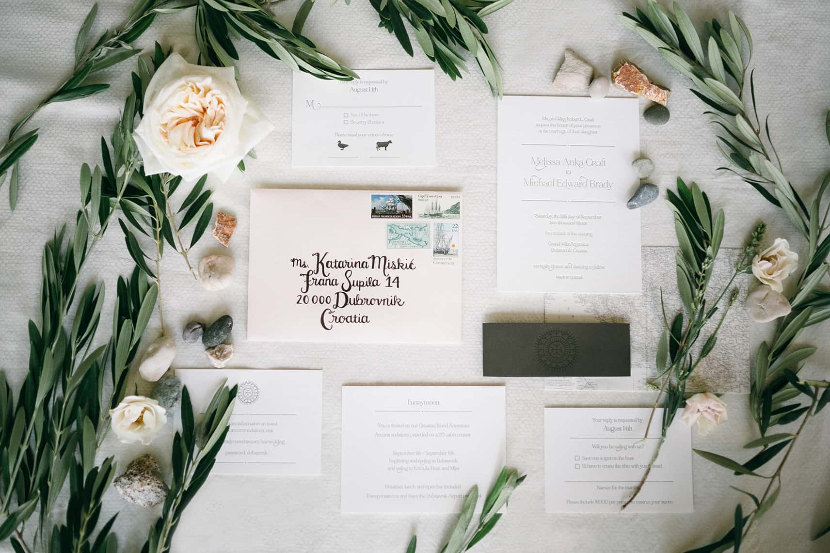 Grand Villa Argentina Dubrovnik, Croatia Letterpress Wedding Invitation