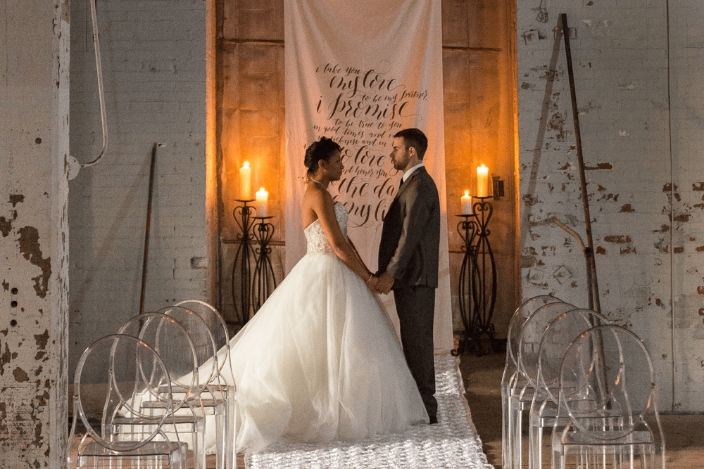 Industrial Wedding Fabric Vow Ceremony Banner